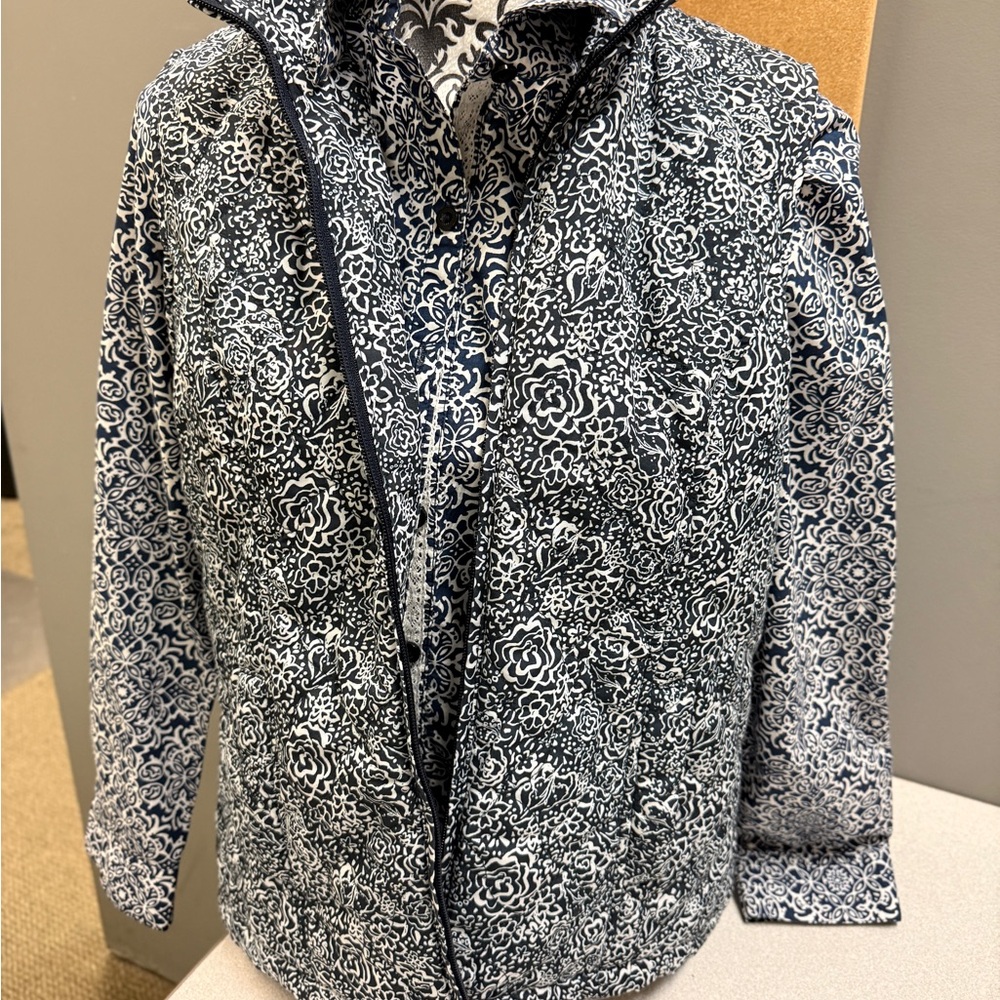 Christopher & Banks Navy blue and White Floral Button down and Floral Vest Combo